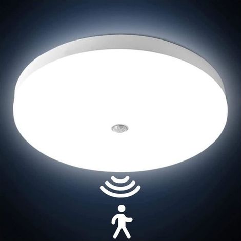 Plafonnier LED 12W détecteur de mouvement IP54 Ø22 cm ultra‑mince 230V – blanc (1/4)