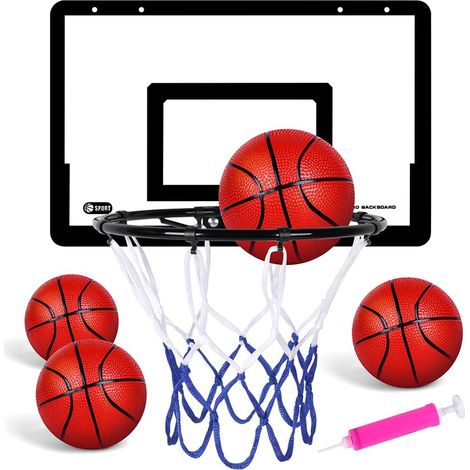 Basketball Basket, Mini Basketball Hoop 40 x 26 cm Panel with 4 Balls and Air Pump Mini Basketball Basket in the Office Garden Gift (1/5)