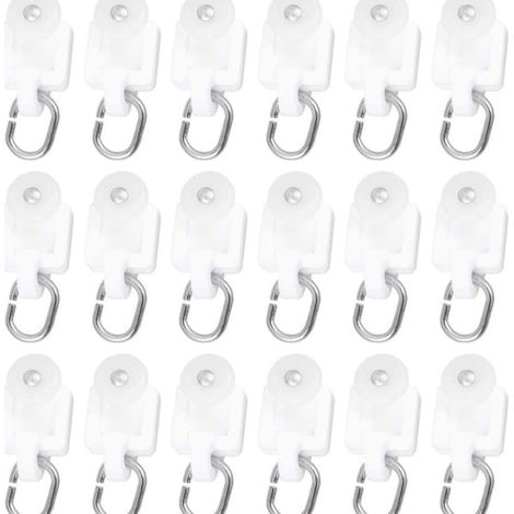 Rideau coulissant crochet patin rail roulette amortisseur roue chariot anneau glisseur lot de 50 pièces (1/5)