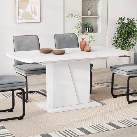 Table de salle à manger Fenaro, Blanc, 120x80cm extensible, Vicco