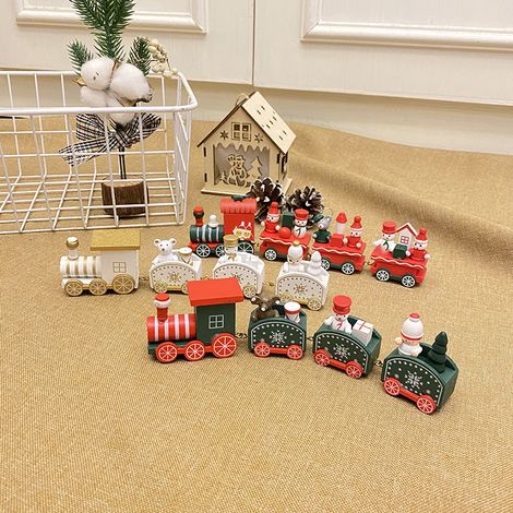 2 pièces décorations de noël Train en bois de noël enfants maternelle Festival cadeaux de noël cadeaux d'ornement de noël YMYNY (1/5)