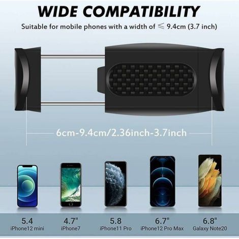 Support Téléphone Rétroviseur Voiture, Universel, Rotation 360°, Montage Rétroviseur, 3.7 Pouces (1/4)