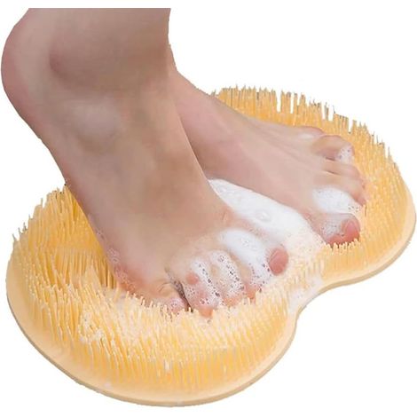 Tapis de douche antidérapant pour les pieds, coussin de massage pour la plante des pieds, tapis de douche unisexe (jaune) (1/5)