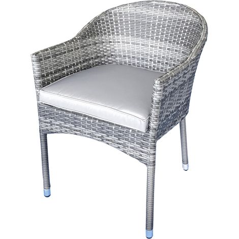 Signature Weave Emily Wicker Stacking Garden Dining Arm Chair & Cushions Grey (1/5)