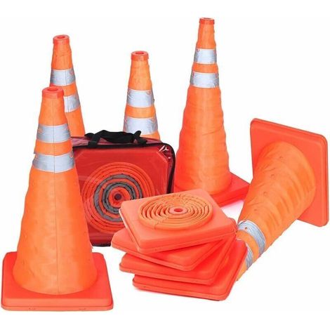Set di 5 coni stradali pieghevoli da 45,7 cm per parcheggio su strada (1/4)