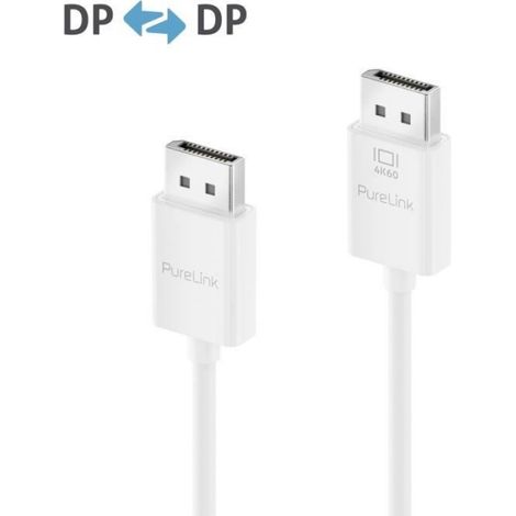 Câble DisplayPort - 3 m - 4K 60 Hz - 21,6 Gbps - Mâle Mâle - Blanc (1/4)