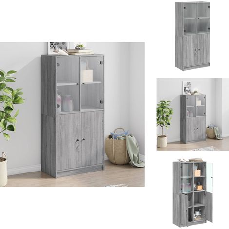 Buffet haut avec portes gris sonoma 68x37x142cm bois ingénierie - Buffet Design Moderne - Meuble Rangement - Armoire Bibliothèque - Commode Gris - Mobilier Salon (1/5)
