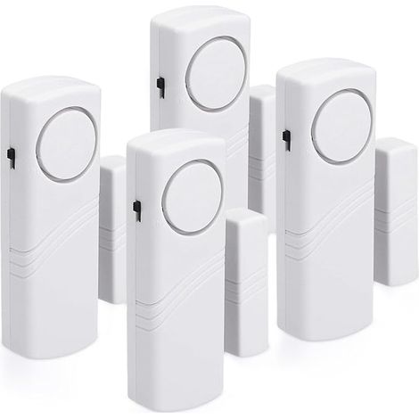 Alarme Porte et Fenêtre - Lot 4x Alarme Sans Fil Anti-Intrusion - Sécurité Maison Contre Cambriolage - Fonctionnement Magnétique (1/4)