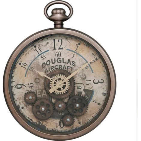 Horloge Murale Gousset "Awa" 33cm Marron