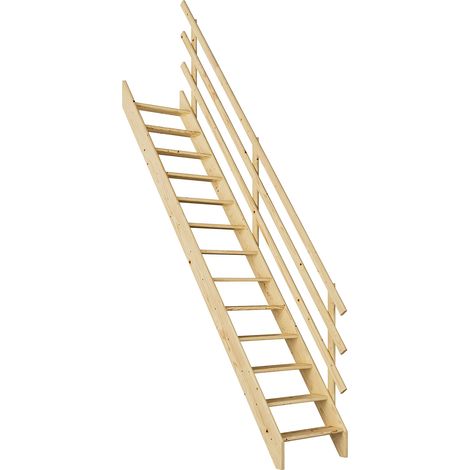 Dolle Raumspartreppe Burgau bis 289cm Geschosshöhe in Fichte unbehandelt inklusive Geländer (1/4)