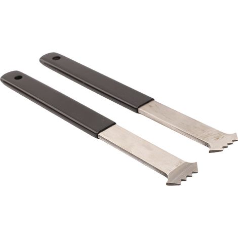 Lot de 2 arrache-pavés en acier galvanisé, grattoir à joints à bords microdentelés, outil d'extraction pour jardin et terrasse. (1/5)