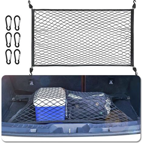 Filet de Rangement de Coffre de Voiture Taille 8060 cm Filet de Rangement pour Bagages Filet de Rangement avec 6 Mousquetons 4 Crochets Renforcement Elastique (1/5)