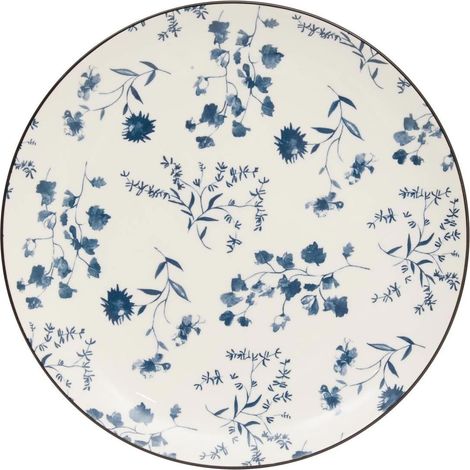 Lot de 6 Assiettes Plates "Umami Fleur" 26cm Bleu