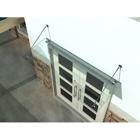 Glaswerk Westfalen - (STB) 200x90 cm Klarglas Glasvordach inkl. Halter