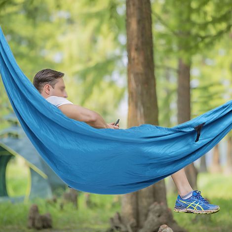 Hamac-balançoire portable de patio (double usage) - Bleu paon (1/5)