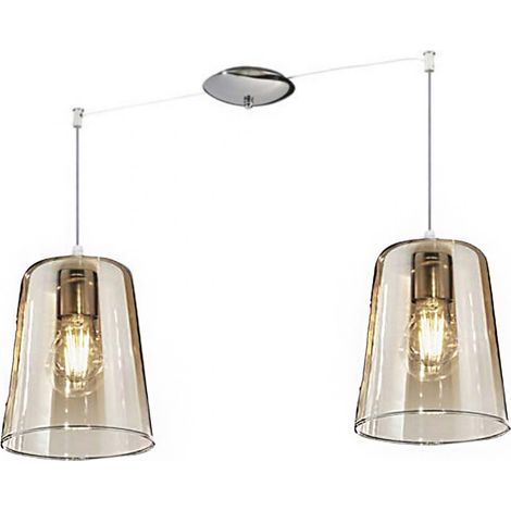 Double suspension top light shaded 1164cr s2 e27 led plafonnier moderne en verre coloré, couleur ambre