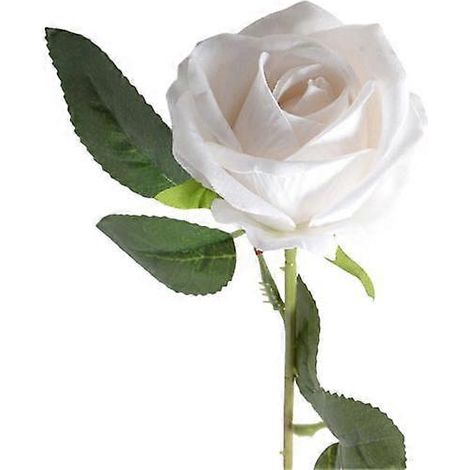 Branche de rose artificielle avec tige - Décoration florale artificielle pour la maison, les mariages et les fêtes - Accessoires photo pour la maison et l'extérieur (jardin).blanc (1/5)
