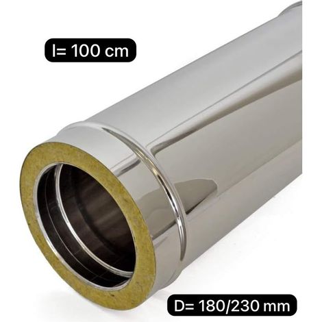 Tubo coibentato per canna fumaria cm 100 d 180/230 mm  sp 0,5 mm  acciaio 316