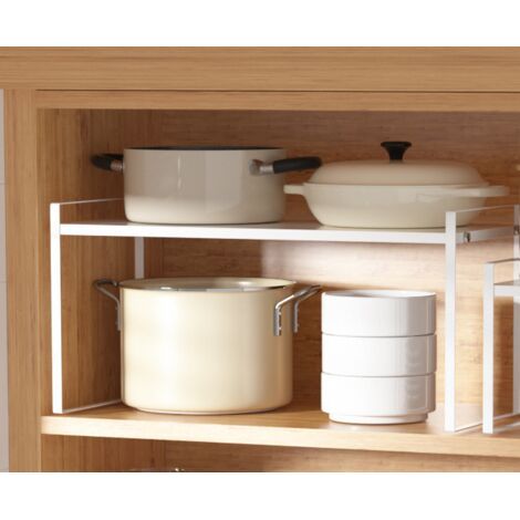 royaluxe-Étagère de rangement métal blanche, version plus haute, organiseur de placard pour cuisine/salle de bain/comptoir, 33 × 21 × 24 cm (1/5)