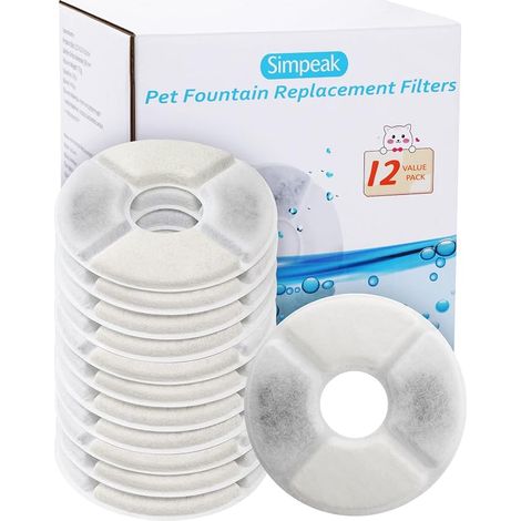 Filtre Fontaine Eau Chat, Filtres de Remplacement de pour 1,6-2,5L Fontaine Chat Chien, Filtres de Rechange avec Charbon Actif et Résine Échangeuse d'Ions (1/5)