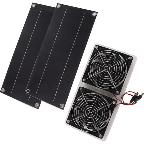 Panneau solaire ventilateur d'extraction 100W 12V étanche, ventilateur solaire portable camping extérieur (sans batterie) double panneau double ventilateur (1/5)