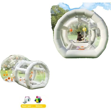 Dôme transparent gonflable, tente bulle avec ballon, matériau PVC, ouverture automatique rapide, 2.5mDia avec soufflage (1/2)