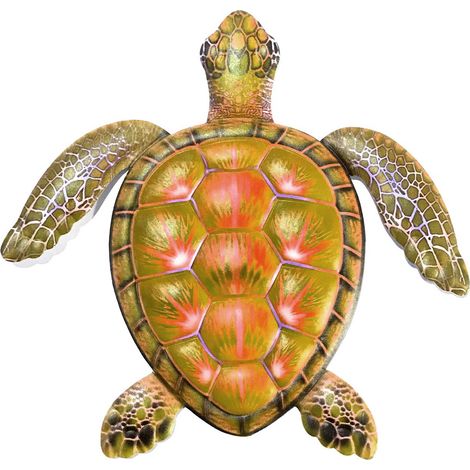 Decoración de pared “Tortuga de Hierro” (1 pieza, amarilla) – Adorno hecho a mano para jardín y sala de estar. (1/5)