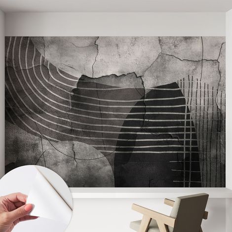 Papier peint adhésif décoratif pour salon chambre et cuisine Facile à poser avec colle Lignes abstraites 152x104 cm (1/5)