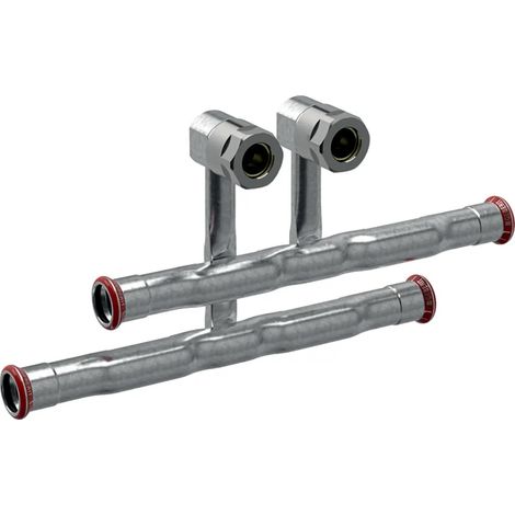 Geberit Mapress Acier C Set Raccords en T de raccordement pour départ et retour, avec raccord vissé pour eurocône, DN 12, 24045