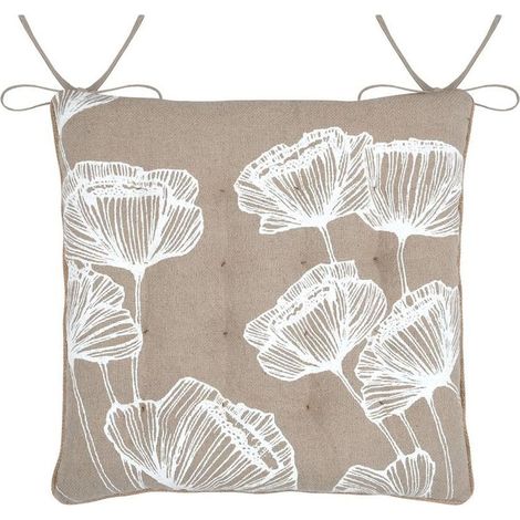 Cuscino per sedia ORANA 38x38 cm beige con fiori bianchi