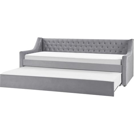 Trundle Bed Velvet MONTARGIS 90 x 200 cm (EU Single) Light Grey (1/5)