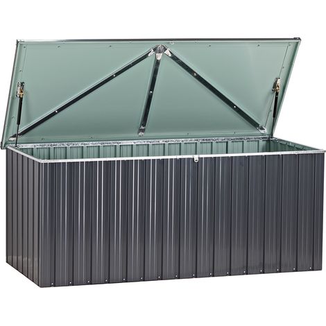Metall Garten Gerätebox Auflagenbox Aufbewahrungsbox Truhe 770 L anthrazit weiß (1/5)