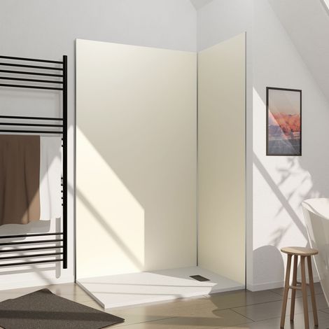 Set di 2 Pannelli Murali in Alluminio Avorio 80+120x210cm con Profili Cromati - WALL'IT