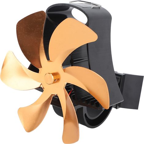 Ventilateur de poêle magnétique à 6 pales, fixation murale, alimenté par la chaleur, pour conduit de cheminée, installation magnétique, pour poêles à bois, couleur or (1/5)