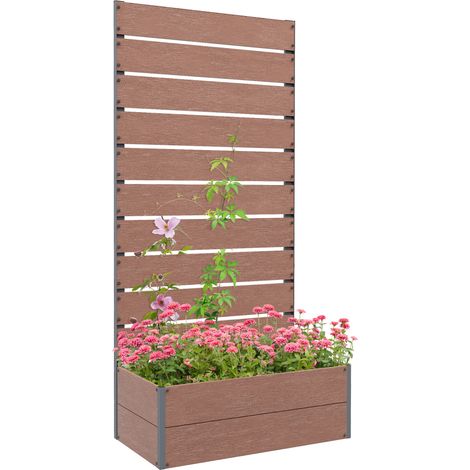 Pflanzkübel mit Rankgitter für Kletterpflanzen, 72 x 38 x 150 cm, Hellbraun