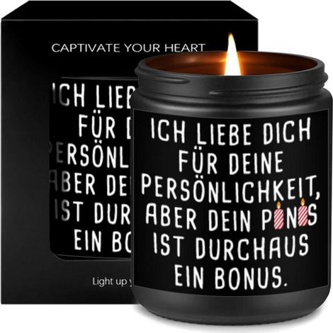 Duftkerze Lavendel Sojawachs im Glas mit Aufdruck, Geschenk für Frauen & Männer