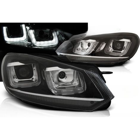 Paire de feux phares VW Golf 6 de 2008 a 2012 led U-type DRL noir-27361961 (1/3)