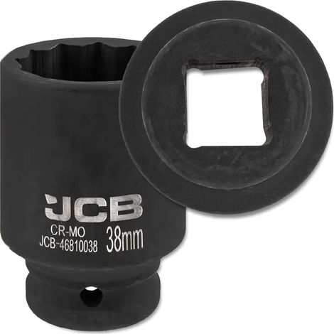 Chiave a bussola a impatto profonda JCB da 3/4" in acciaio Cr-Mo a 12 punte da 38 mm