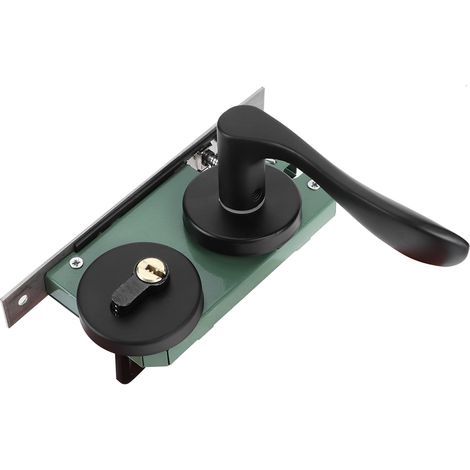 Serrure de porte en aluminium spatial, serrure de porte intérieure, serrure de chambre noire à double battant, serrure à poignée, serrure intérieure noire sable à double battant (1/5)