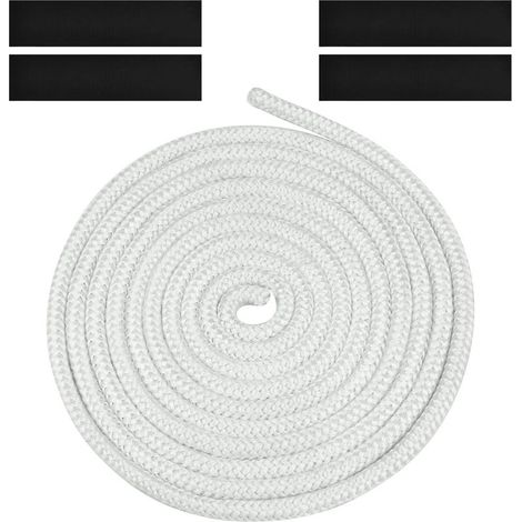Joint Tressé pour Insert et Poêle, 8mm x 3m Joint en Fibre de Verre avec 4 Ruban,pour Poele a Bois, Cheminée,Blanc (1/5)