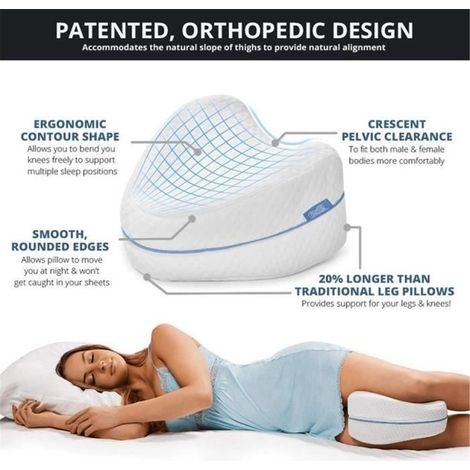 Oreiller de Jambe Coussin pour Genoux de Mousse de Mémoire pour Un Sommeil Ergonomique Soulage Les Douleurs (1/4)