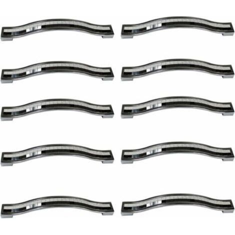 Lot de 10 poignées de tiroirs en alliage décorées de strass et de cristaux, noir et blanc, 128 mm, pour commode, armoire, meuble de cuisine et penderie