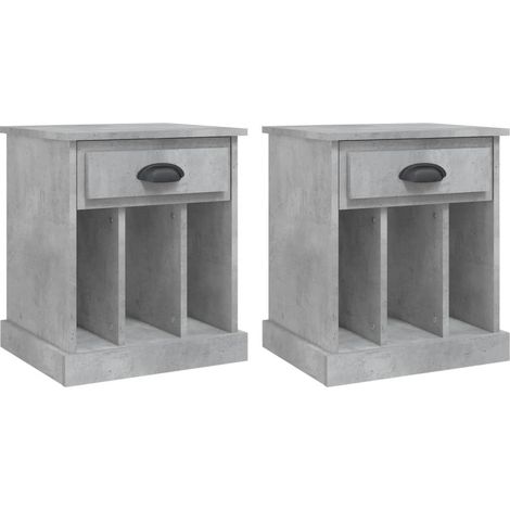Set di 2 comodini con cassetto e 3 scomparti 43 x 36 x 50 cm multistrato grigio DEC035399