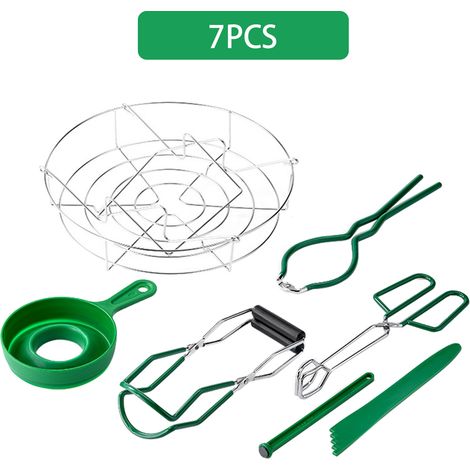 Professionelles 7-teiliges Einmachset: Trichter, Glasheber, Glasschlüssel, Küchenzange, Luftstecher, Deckelheber, Dämpfeinsatz, Hitzeschutz, Starterset zum Trocknen von Einmachgläsern, Einmachtopf
