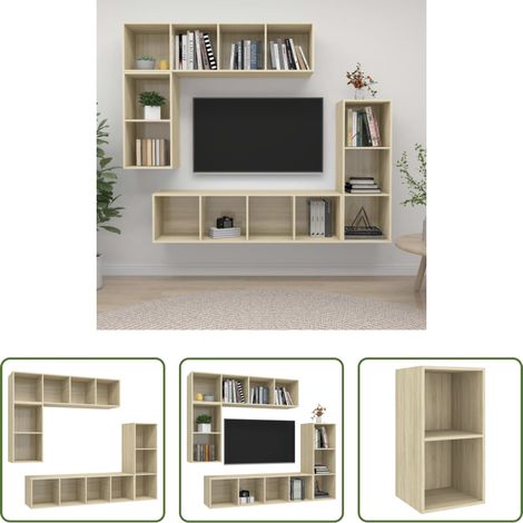 vidaXL Wandhalterung - 4-tlg. TV-Schrank-Set Sonoma-Eiche Holzwerkstoff (1/5)
