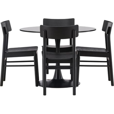 Glade Essgruppe Esstisch schwarz 4 Stühle schwarz. (1/4)