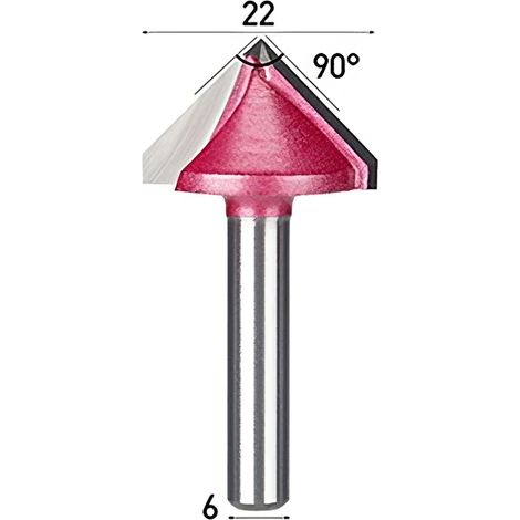 Coltello da intaglio TCT 3D V a 90°, 6 x 22 mm (1/4)