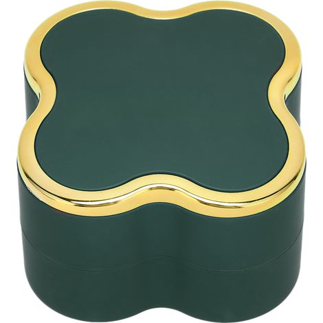 Boîte à bagues lumineuse avec trèfle à quatre feuilles, design doux en peluche pour mariages et fiançailles - Noir et Vert (1/5)