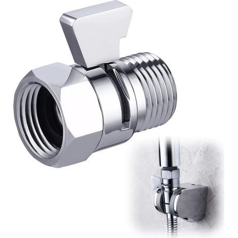 Pommeau de douche avec robinet d'arrêt G1/2 – Laiton poli – Cartouche céramique 200 000 cycles – Installation facile – Contrôle débit ergonomique - K1140B3-CH (1/5)