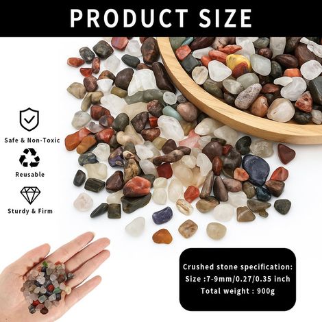 Pierres Décoratives Naturelles Petits Galets Colores pour Aquarium Vase et Jardin Multi-usages 900g
